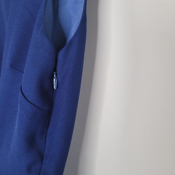J CREW Royal Blue Mini Dress Size 0 Crepe Lined Sleeveless Pockets Twee - Picture 6 of 10